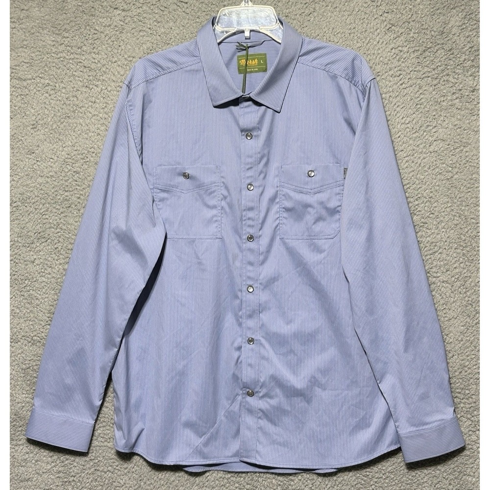 Marsh Wear Shirt Mens Large Blue Lightweight Fishing Button Up Southern Vented